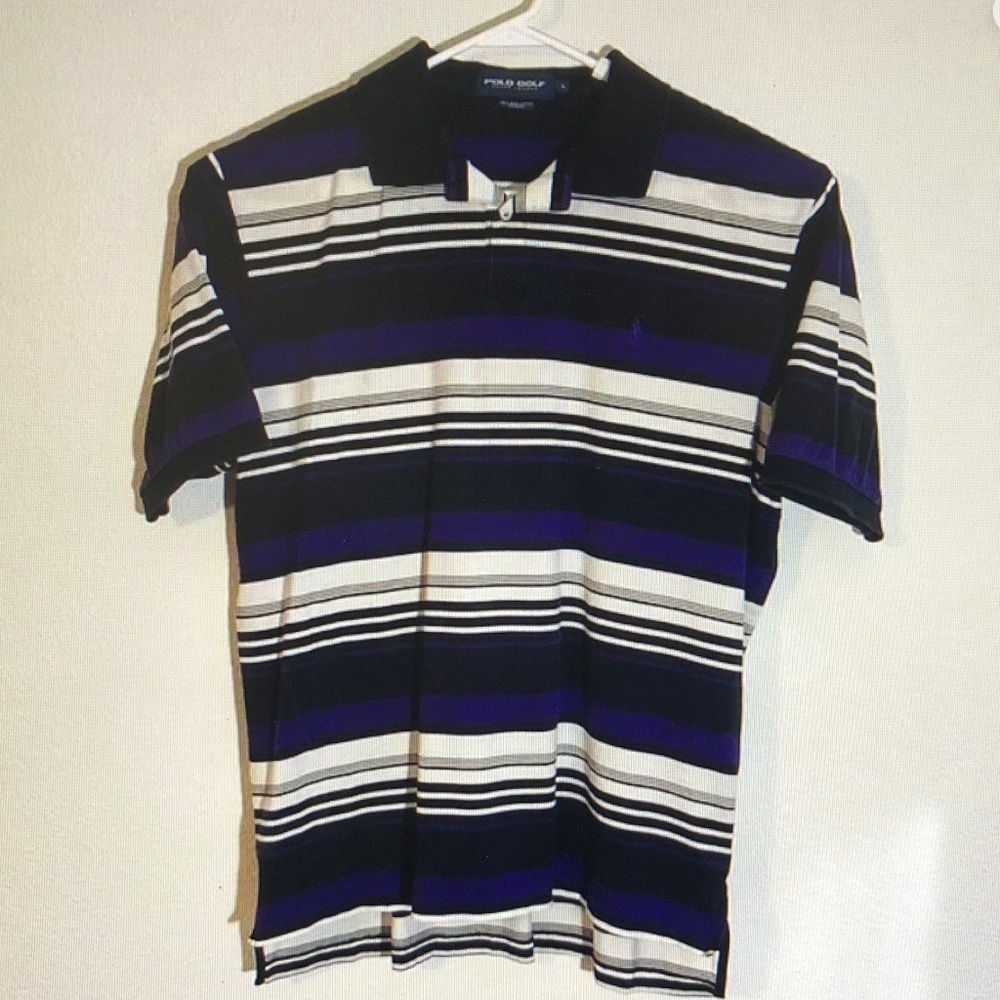 Striped Black and Purple Polo Shirt